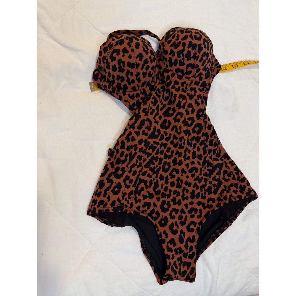 TA3 Modern Leopard Lushy Hipster Swimsuit XXS Regular Long D/DD One Piece Brown - Picture 6 of 9